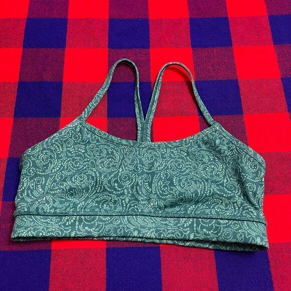 Lululemon Flow Y Nulu Bra Foli Manifesto Bali Breeze Tofino Teal Size 8 - Picture 1 of 4
